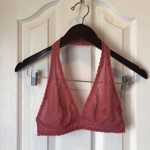 Halter bralette in sexy rosewood lace